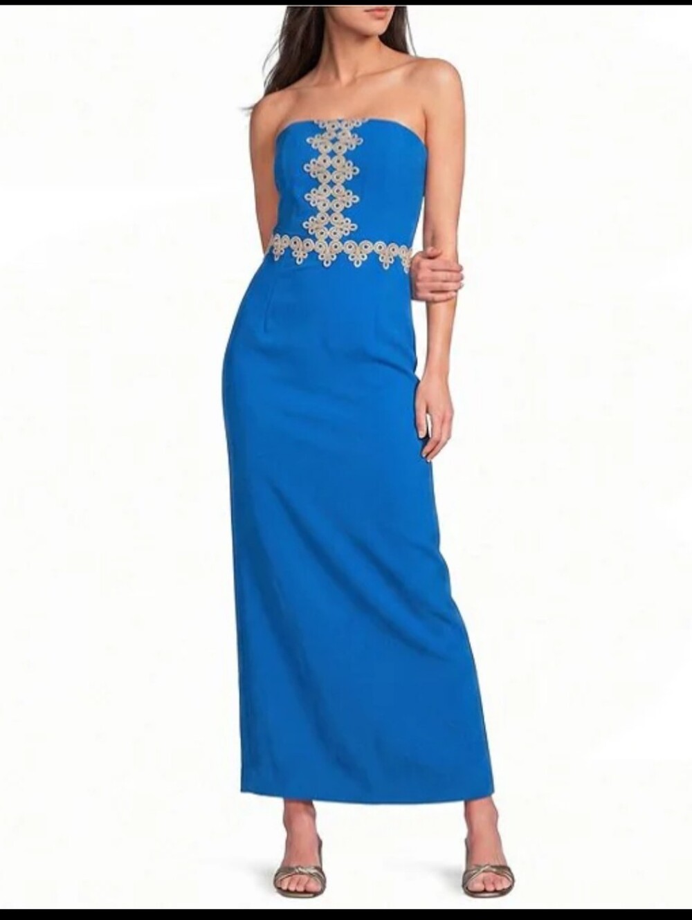 NWT Lilly Pulitzer Kristella Crepe Back Satin Strapless Lace Trim Maxi Dress 6